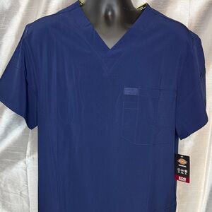 Dickies EDS Essentials Scrub Top NWT Stretch Mens M Uniform V Neck Navy